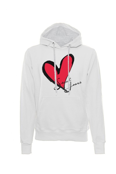 Felpa con cappuccio bianca in cotone con logo del cuore Sweet Years.