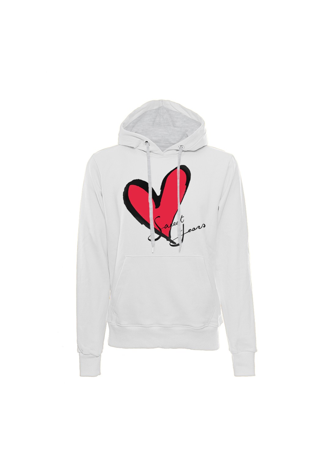 Felpa con cappuccio bianca in cotone con logo del cuore Sweet Years.