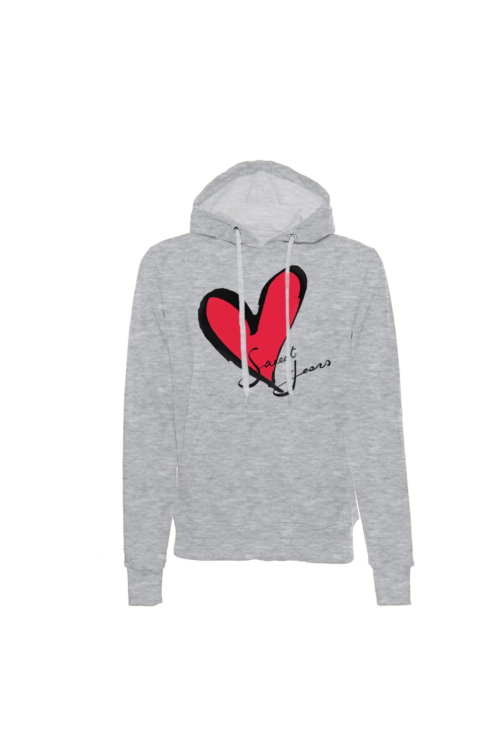 Felpa con cappuccio grigio melange in cotone con logo del cuore Sweet Years.