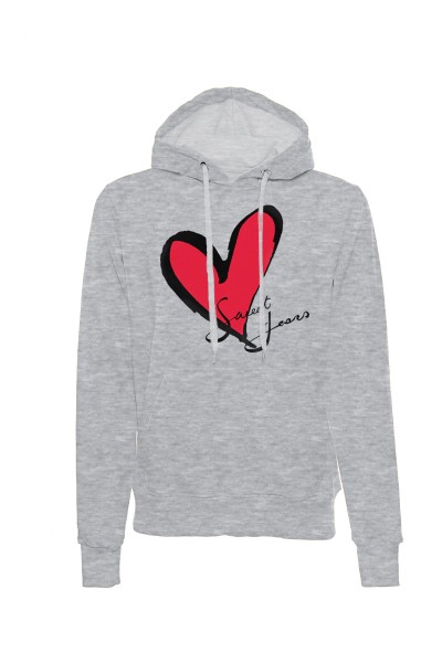 Felpa con cappuccio grigio melange in cotone con logo del cuore Sweet Years.