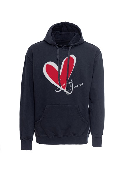 Felpa con cappuccio nera in cotone con logo del cuore Sweet Years.