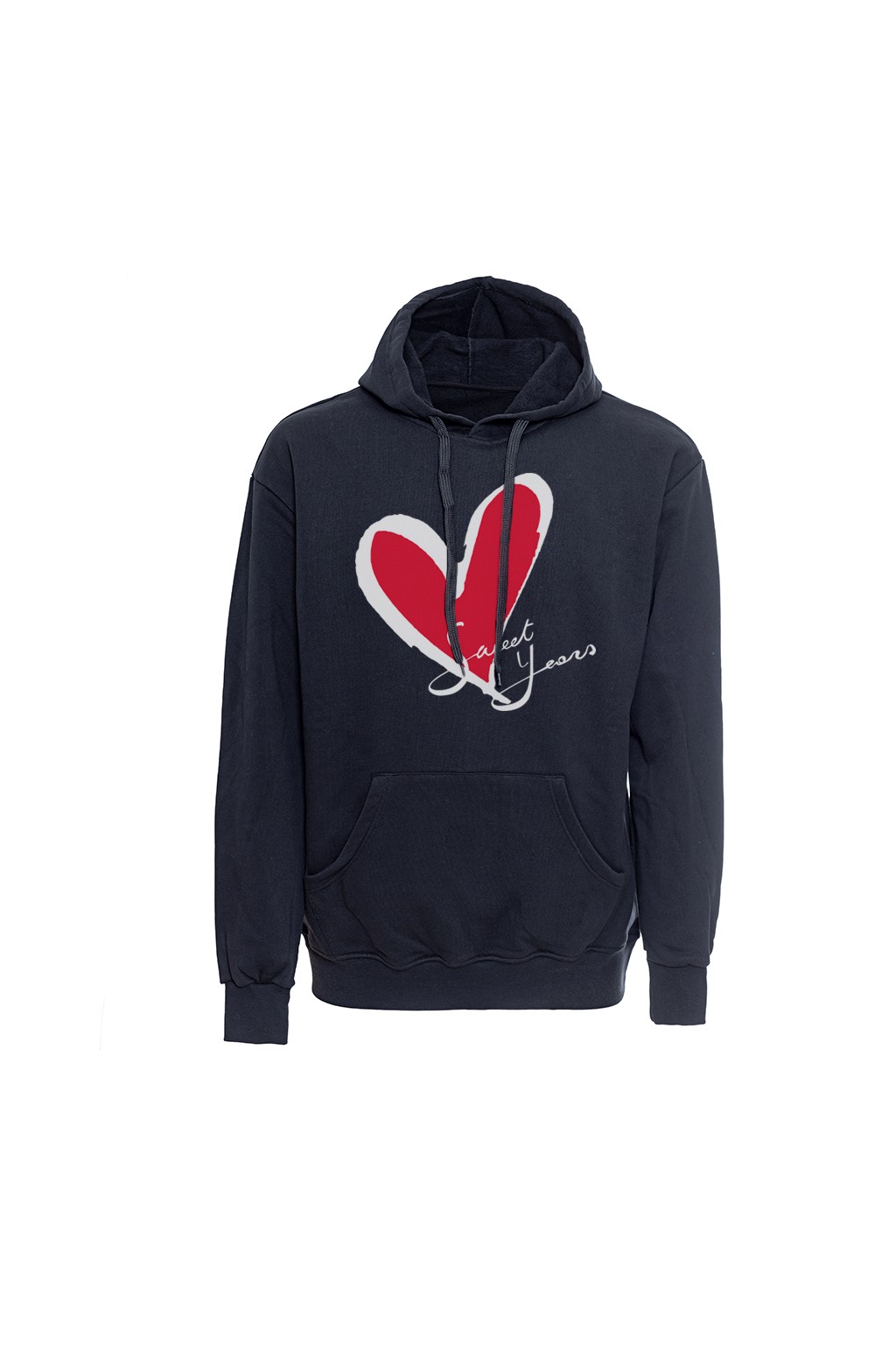 Felpa con cappuccio nera in cotone con logo del cuore Sweet Years.