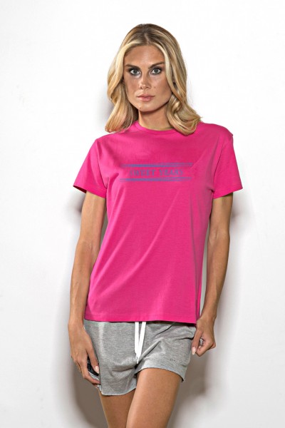T-shirt donna in cotone tinta unita scritta stampata Sweet Years