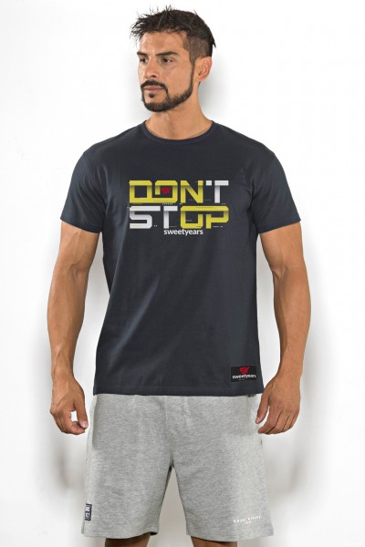 T-shirt uomo Sweet Years cotone tinta unita con stampa bicolore sul petto