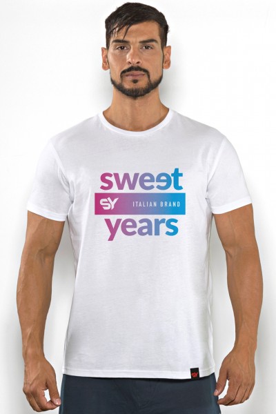 T-shirt in cotone da uomo con stampa in contrasto Sweet Years