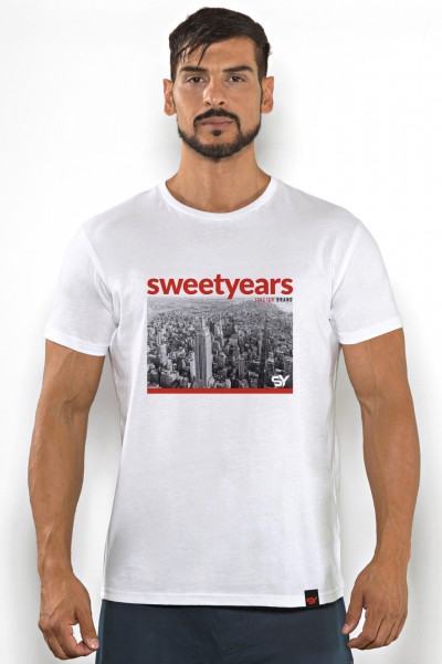 T-shirt in cotone da uomo con stampa in contrasto Sweet Years