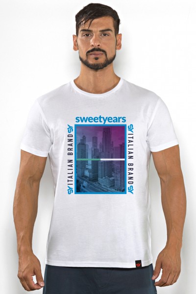 T-shirt in cotone da uomo con stampa in contrasto Sweet Years