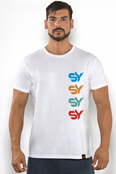 T-shirt uomo Sweet Years in cotone tinta unita con stampa verticale sul fronte